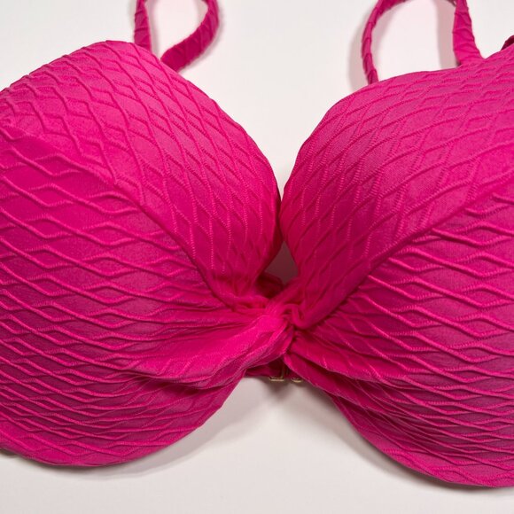 Victoria Secret 32C S TWIST FRONT Push Up Bikini Top Bottom Set Textured Pink - Picture 4 of 14